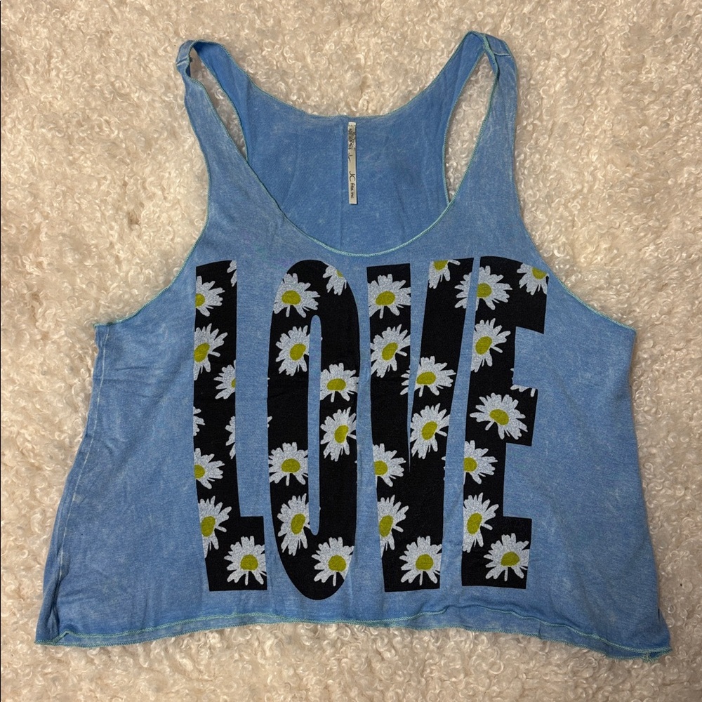 Blue Love Floral Crop Top